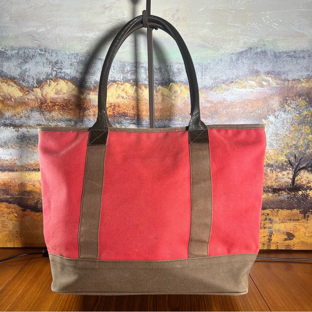 Restoration Hardware Mackenzie Large Canvas Tote Red Good Condition